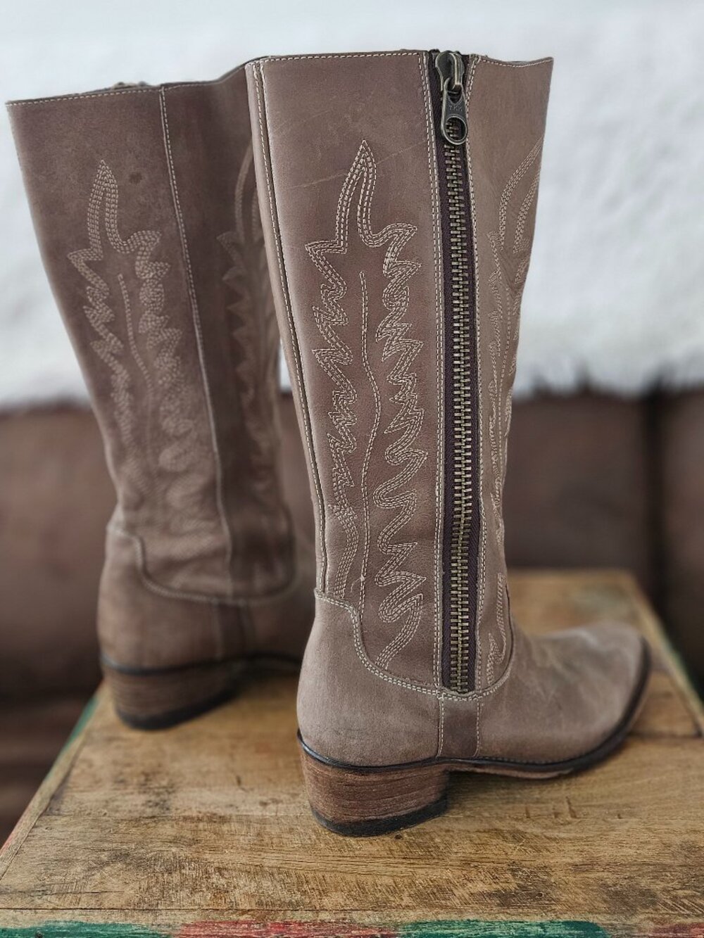 Steve Madden Graced Distressed Leather Western Knee-high Boots Brown 6M - Picture 13 of 16